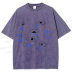 Unisex Artistic Geometric Eyes Printed Washed Tee