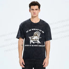 Unisex Raccoon Printed Washed Tee