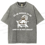 Unisex Raccoon Printed Washed Tee