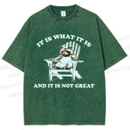 Unisex Raccoon Printed Washed Tee