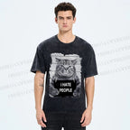 Unisex Cat Printed Washed Tee