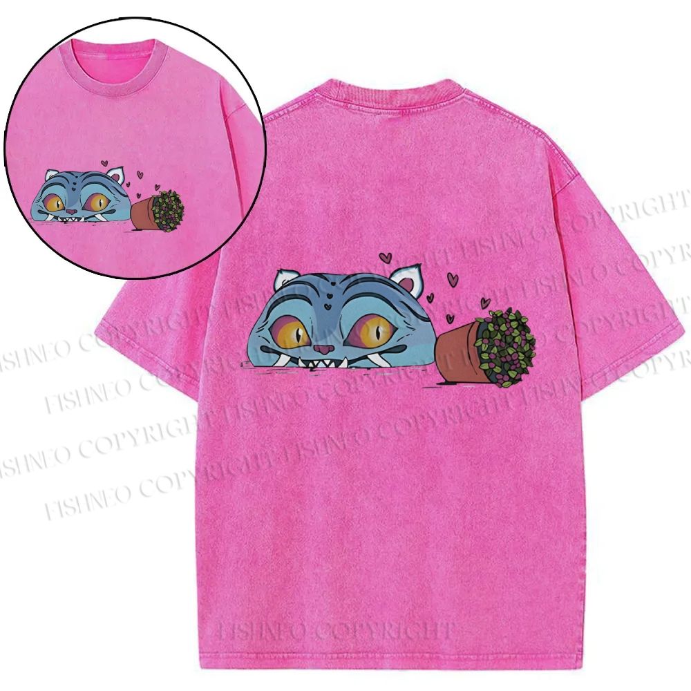 Unisex Cat Printed Snowflake Vintage Cotton T-Shirt