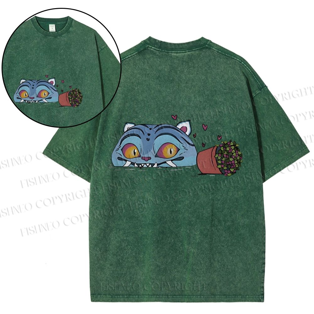 Unisex Cat Printed Snowflake Vintage Cotton T-Shirt