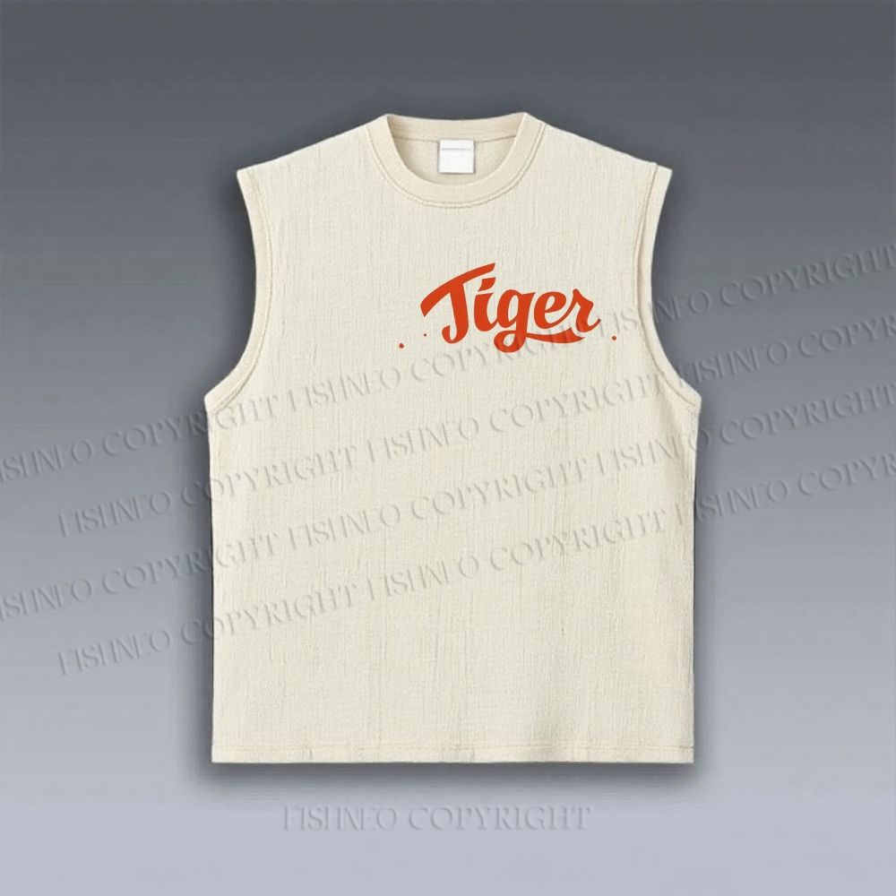 Unisex Tiger Printed Vintage Tank Top
