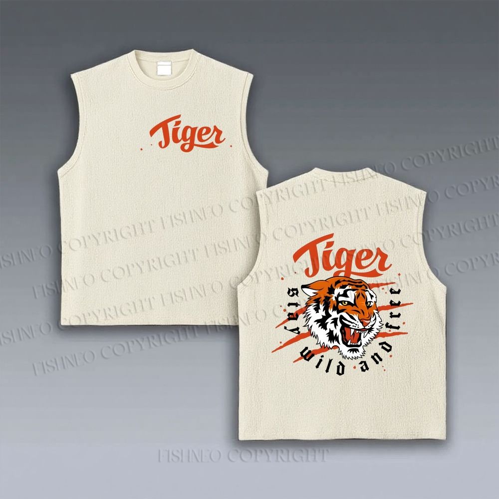 Unisex Tiger Printed Vintage Tank Top