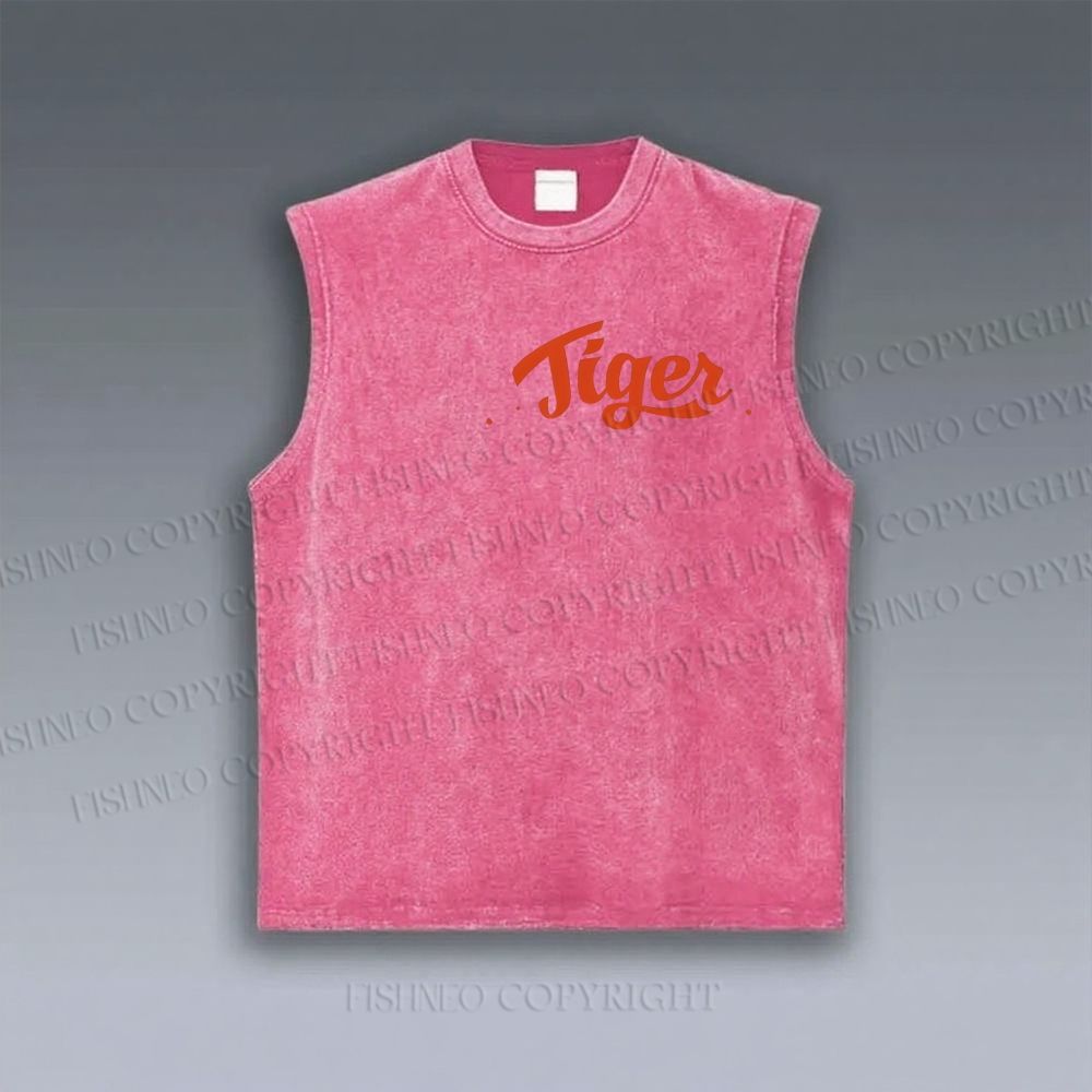 Unisex Tiger Printed Vintage Tank Top