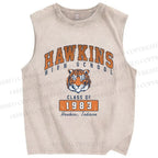 Unisex Vintage Tiger Printed Washed Tank Top