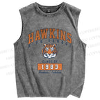 Unisex Vintage Tiger Printed Washed Tank Top
