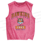 Unisex Vintage Tiger Printed Washed Tank Top