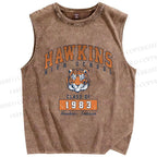 Unisex Vintage Tiger Printed Washed Tank Top