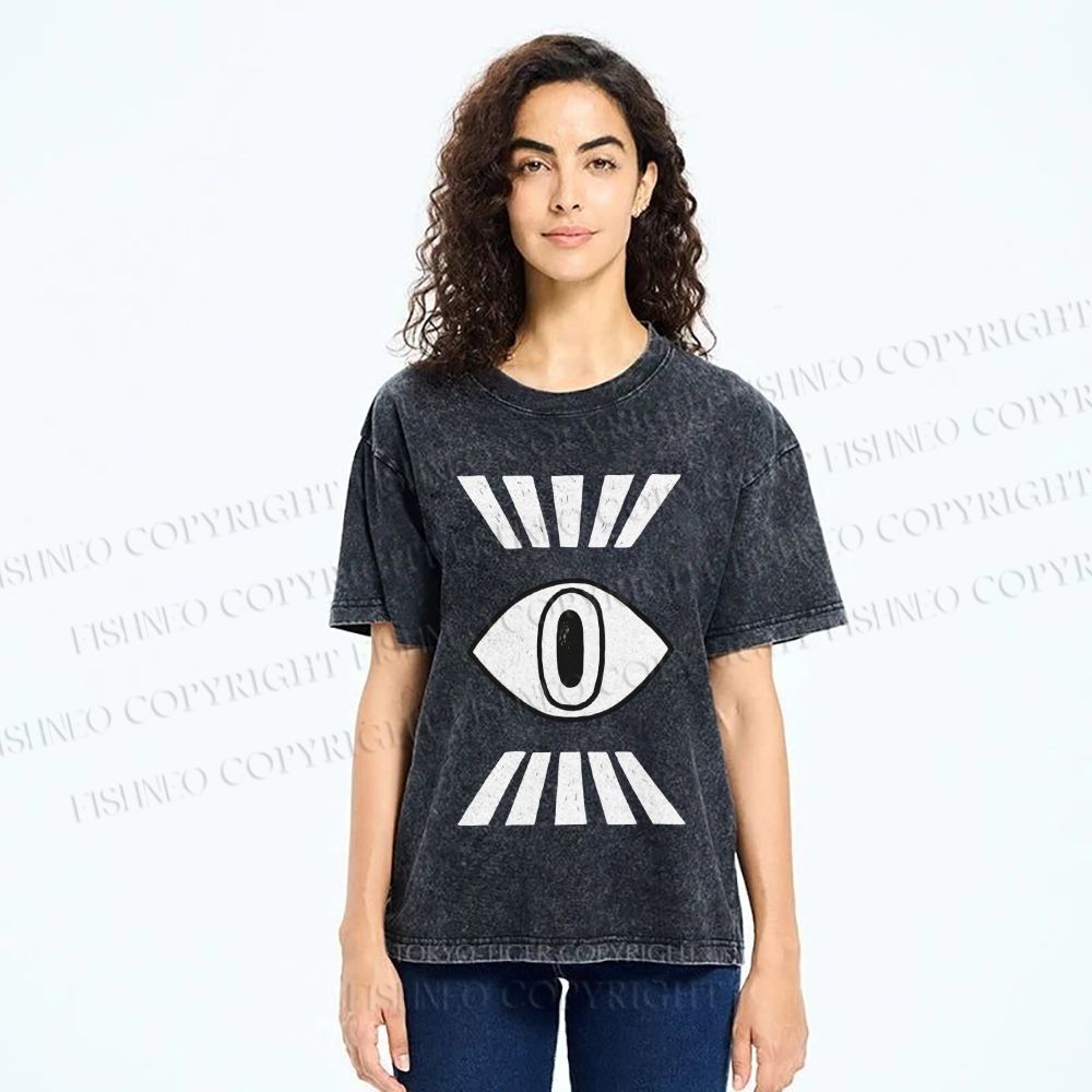 Unisex Eyes Printed Washed Tee
