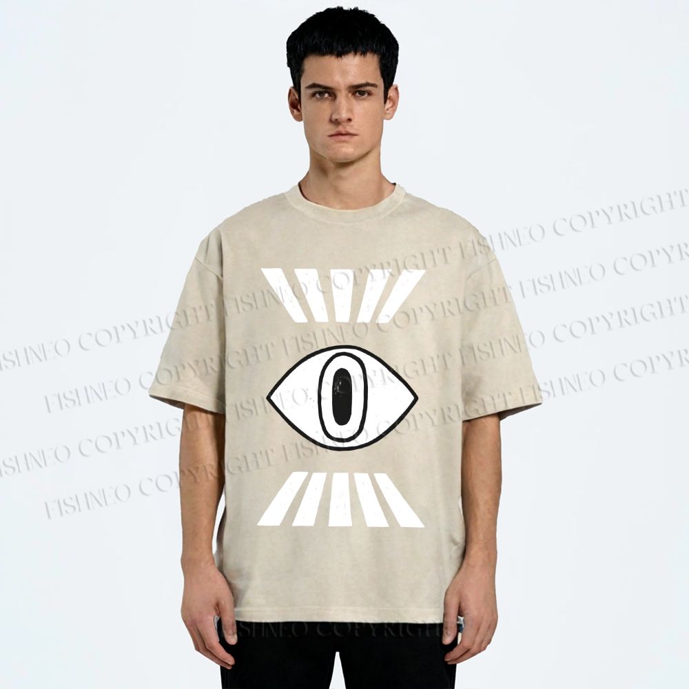 Unisex Eyes Printed Washed Tee