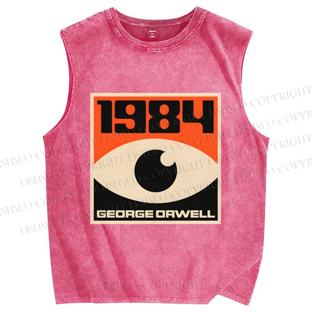 Unisex Vintage Eyes Printed Washed Tank Top