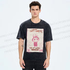 Unisex Vintage Labubu Graffiti Printed Washed Tee
