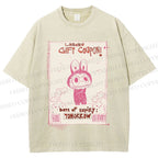 Unisex Vintage Labubu Graffiti Printed Washed Tee