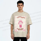 Unisex Vintage Labubu Graffiti Printed Washed Tee