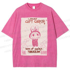 Unisex Vintage Labubu Graffiti Printed Washed Tee
