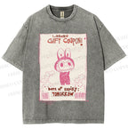 Unisex Vintage Labubu Graffiti Printed Washed Tee