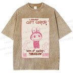 Unisex Vintage Labubu Graffiti Printed Washed Tee