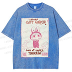 Unisex Vintage Labubu Graffiti Printed Washed Tee