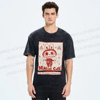Unisex Vintage Labubu Graffiti Printed Washed Tee