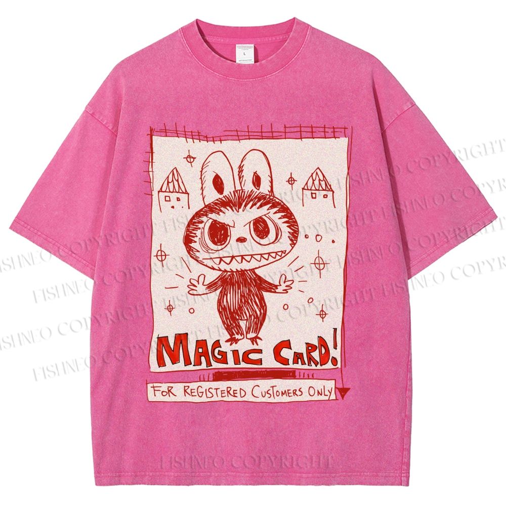 Unisex Vintage Labubu Graffiti Printed Washed Tee