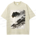 Unisex Vintage Smog Panther Printed Washed Tee