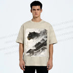 Unisex Vintage Smog Panther Printed Washed Tee