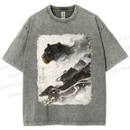 Unisex Vintage Smog Panther Printed Washed Tee