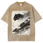 Unisex Vintage Smog Panther Printed Washed Tee