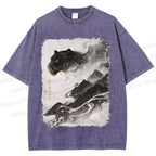 Unisex Vintage Smog Panther Printed Washed Tee