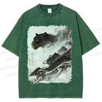 Unisex Vintage Smog Panther Printed Washed Tee
