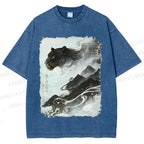 Unisex Vintage Smog Panther Printed Washed Tee