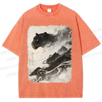Unisex Vintage Smog Panther Printed Washed Tee