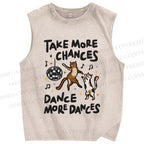 Unisex Take More Changes Dance More Dances Cats Printed Washed Tank Top