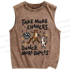Unisex Take More Changes Dance More Dances Cats Printed Washed Tank Top
