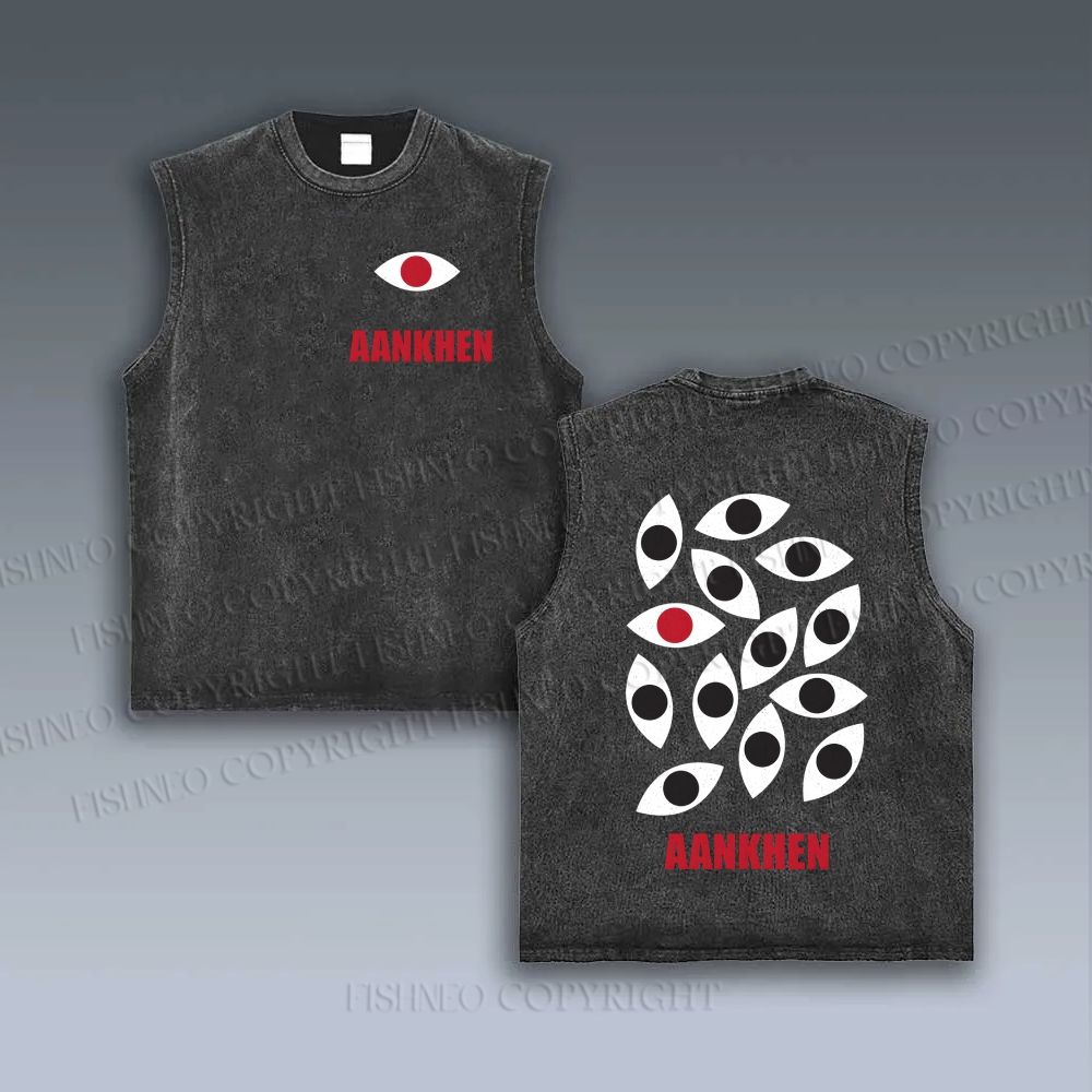 Unisex Eyes Printed Vintage Tank Top