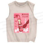 Unisex Ramune Printed Washed Tank Top