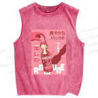 Unisex Ramune Printed Washed Tank Top