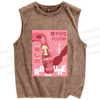 Unisex Ramune Printed Washed Tank Top