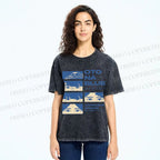 Unisex Otona Blue Printed Washed Tee