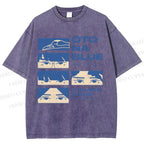 Unisex Otona Blue Printed Washed Tee