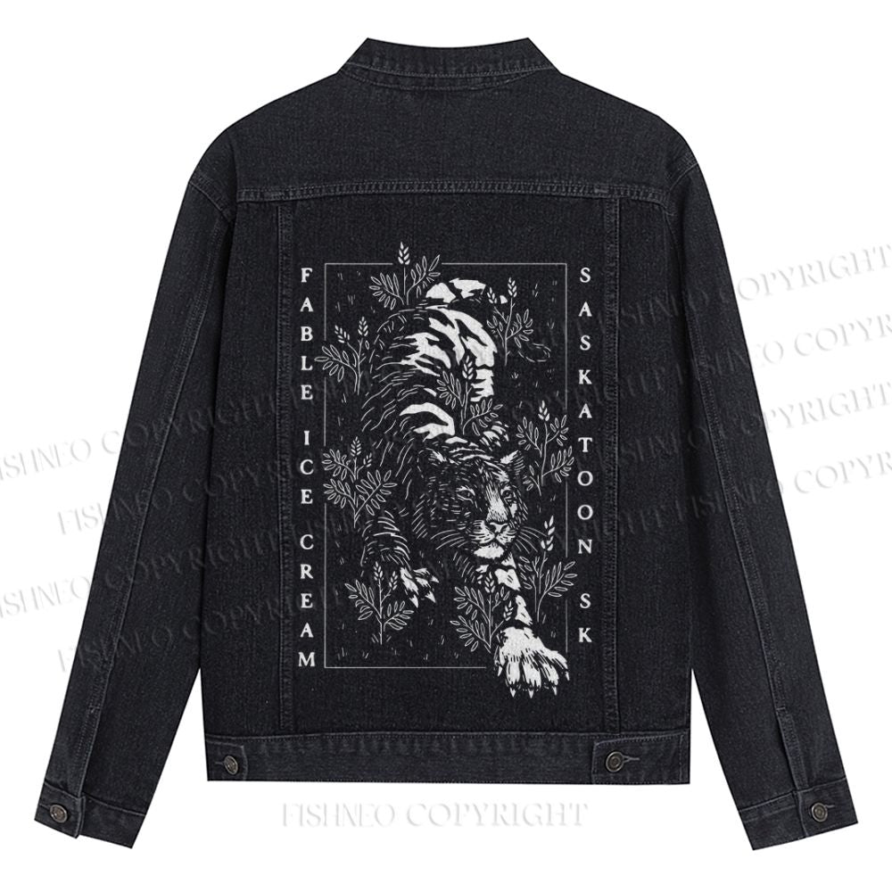 Unisex Jungle Tiger Denim Jacket