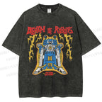 Unisex Robot Printed Washed Tee