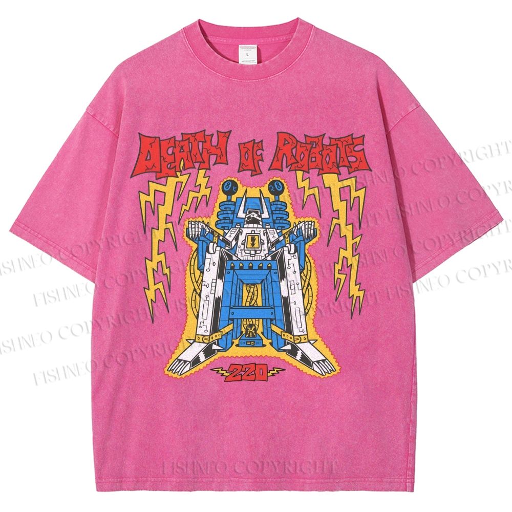 Unisex Robot Printed Washed Tee