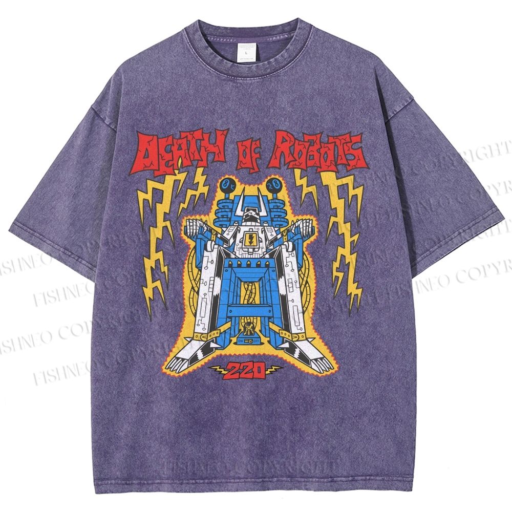 Unisex Robot Printed Washed Tee