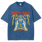 Unisex Robot Printed Washed Tee