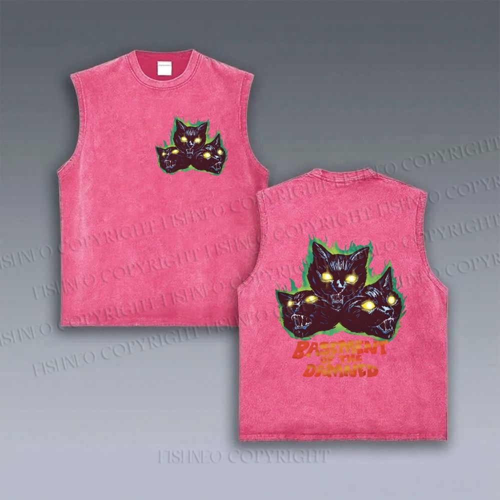 Unisex Cat Printed Vintage Tank Top