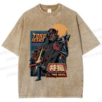 Unisex Robot Printed Washed Tee