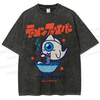 Unisex Ramen Printed Washed Tee